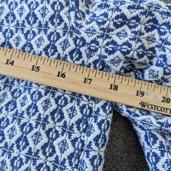 ZARA Basic Women's Size S Blue and White Patterned Coat with Fringe Detail - Picture 10 of 11